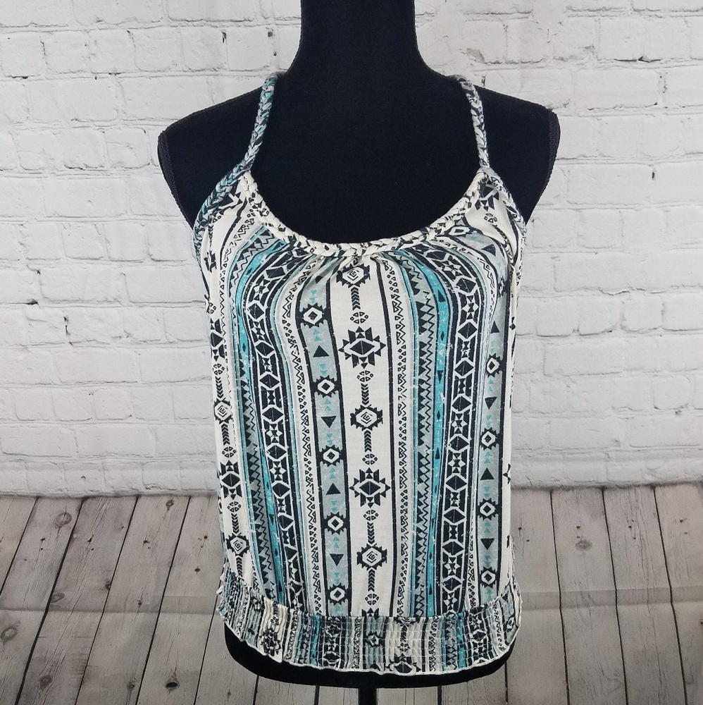 Mason and Mackenzie Aztec Print Braided Neck Tank